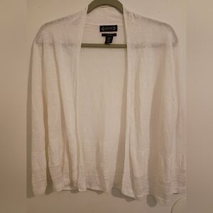 Nanette Lepore Women's White Open Front Cardigan 100% Linen Sz M
